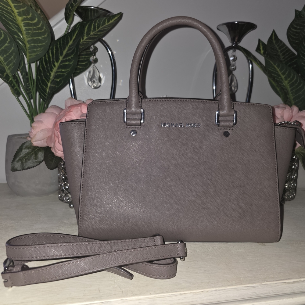 Michael Kors Taupe Saffiano Leather Satchel